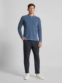 Рубашка-поло прямого кроя из чистого хлопка с вышитым логотипом Marc O'Polo, синий