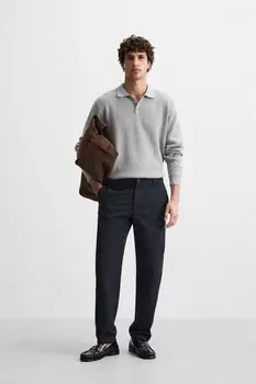 Рубашка-поло purl knit ZARA, серый мергель