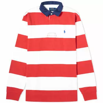 Рубашка Polo Ralph Lauren Block Stripe Rugby, цвет Post Red & White