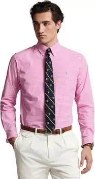 Рубашка Polo Ralph Lauren Classic Fit Gingham Stretch Poplin Shirt, цвет 4656L Resort Rose/White
