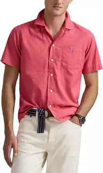 Рубашка Polo Ralph Lauren Classic Fit Linen-Cotton Camp Shirt, цвет Pale Red
