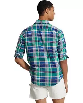 Рубашка Polo Ralph Lauren Classic Fit Plaid Oxford Long Sleeve Workshirt, цвет Green/Navy Multi