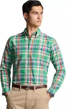 Рубашка Polo Ralph Lauren Classic Fit Plaid Oxford Shirt, цвет Green/Blue Multi