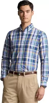 Рубашка Polo Ralph Lauren Classic Fit Plaid Oxford Shirt, цвет Blue/Pink Multi