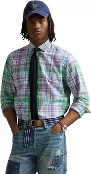 Рубашка Polo Ralph Lauren Classic Fit Plaid Performance Shirt, цвет Green/Pink Multi