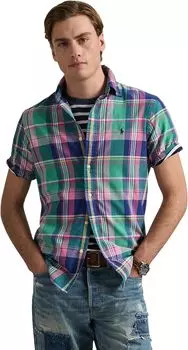 Рубашка Polo Ralph Lauren Classic Fit Plaid Oxford Shirt, цвет Green/Pink Multi