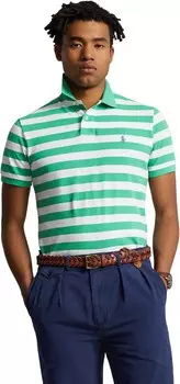 Рубашка Polo Ralph Lauren Classic Fit Striped Mesh Polo Shirt, зеленый