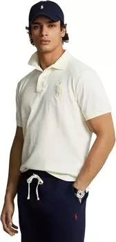Рубашка Polo Ralph Lauren Custom Slim Fit Big Pony Mesh Polo Shirt, цвет Clubhouse Cream
