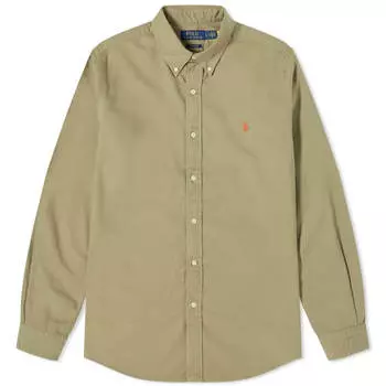 Рубашка Polo Ralph Lauren Garment Dyed Oxford, серо-зеленый