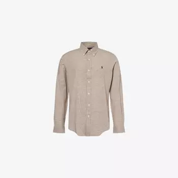 Рубашка Polo Ralph Lauren Houndstooth с логотипом, коричневый