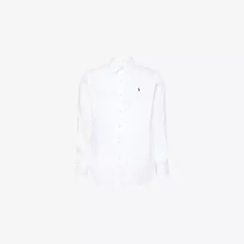 Рубашка Polo Ralph Lauren из льна с длинными рукавами и отложным воротником на пуговицах, белый