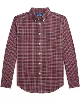 Рубашка Polo Ralph Lauren Kids Gingham Cotton Poplin Shirt, цвет 1797 Red Black Multi