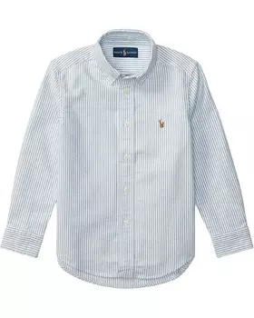 Рубашка Polo Ralph Lauren Kids Striped Cotton Oxford Shirt, цвет Light Blue Stripe
