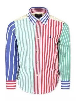 Рубашка POLO RALPH LAUREN KIDS в разноцветную полоску, синий