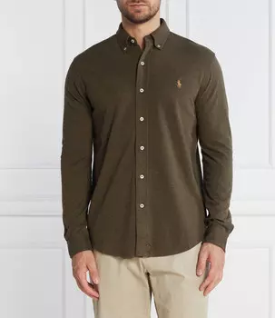 Рубашка POLO RALPH LAUREN Regular Fit pique, оливково-зеленый