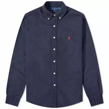 Рубашка Polo Ralph Lauren Slim Fit Garment Dyed Button Down, темно-синий