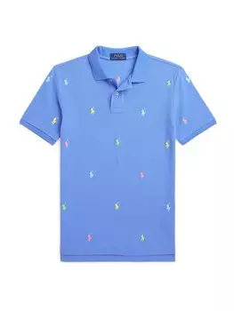 Рубашка Polo Ralph Lauren SSKCM2-KNIT SHIRTS-POLO SHIRT, цвет Blue/Pastel blue