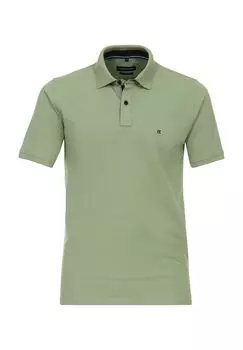 Рубашка-поло, разрезы по бокам, вышивка логотипа, мужская CASAMODA, зеленый