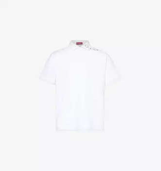 Рубашка-Поло Regular-Fit из хлопка-пике с фирменным принтом Gucci, белый