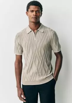 Рубашка поло REGULAR FIT - RICH SHORT SLEEVE TEXTURED PATTERN QUARTER ZIP Next, цвет Mushroom Brown