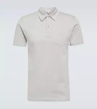 Рубашка-поло riviera из хлопкового пике Sunspel, серый