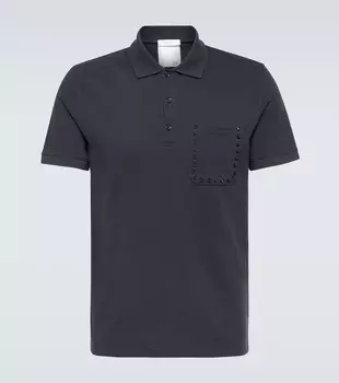 Рубашка-поло rockstud из хлопка Valentino, синий