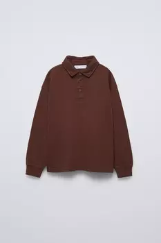 Рубашка-поло с эффектом выцветания ZARA, коричневый