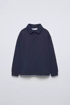 Рубашка-поло с эффектом выцветания ZARA, синий