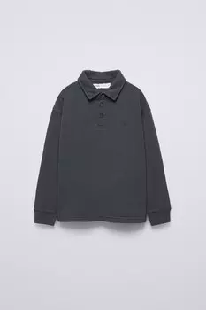 Рубашка-поло с эффектом выцветания ZARA, темно-серый