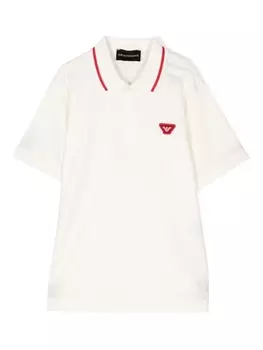 Рубашка поло с аппликацией Emporio Armani Kids, бежевый