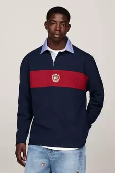 Рубашка поло с цветным гербом для регби Tommy Jeans, синий