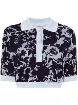 Рубашка поло с цветочным узором Kenzo, синий