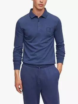 Рубашка-поло с длинным рукавом BOSS Passerby, темно-синяя