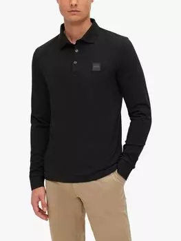 Рубашка-поло с длинным рукавом BOSS Passerby, черная