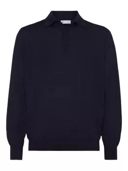 Рубашка поло с длинным рукавом Brunello Cucinelli, синий