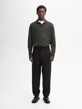 Рубашка поло с длинным рукавом из 100% хлопка Massimo Dutti, зеленый