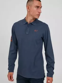 Рубашка-Поло с длинными рукавами bhdahoud Blend, синий