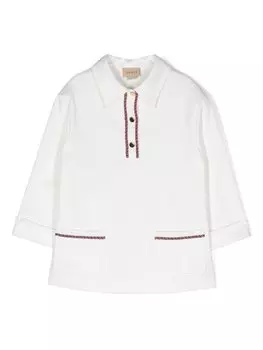 Рубашка поло с длинными рукавами Gucci Kids, белый