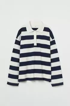 Рубашка поло с длинными рукавами H&amp;M, темно-синий/полосатый