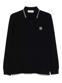 Рубашка поло с длинными рукавами и логотипом Stone Island, черный