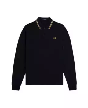 Рубашка-Поло с длинными рукавами и полосатым подолом Fred Perry, синий