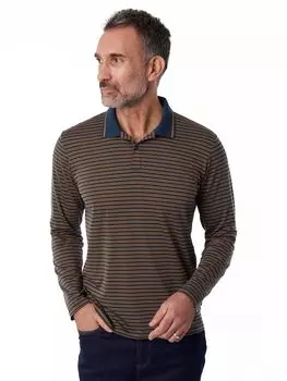 Рубашка поло с длинными рукавами и полосками Shoreline Rohan, французский синий/охра