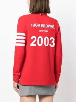 Рубашка поло с длинными рукавами и полосками 4-Bar Thom Browne, красный