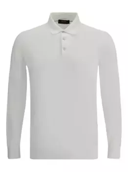 Рубашка-поло с длинными рукавами и ребристым воротником Moorer, белый