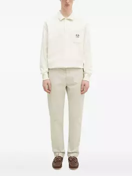 Рубашка поло с длинными рукавами и вышитым карманом Fred Perry, белый