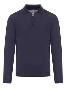 Рубашка поло с длинными рукавами и застежкой-молнией Kiton, синий
