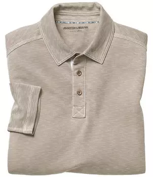 Рубашка-поло с длинными рукавами Johnston & Murphy Vintage Slub, коричневый