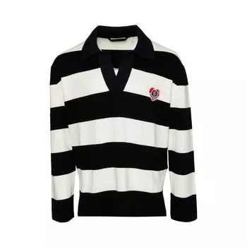 Рубашка-поло с длинными рукавами Moncler в полоску, цвет Черный/Белый