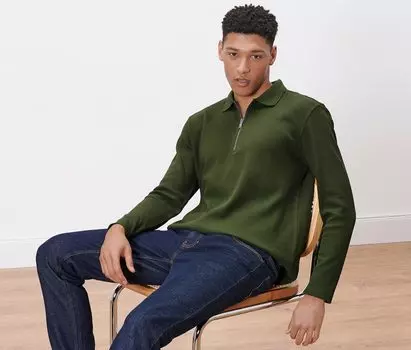 Рубашка поло с длинными рукавами Tchibo, хаки