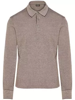 Рубашка поло с длинными рукавами Zegna, коричневый